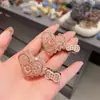 Pinza para el Cabello Rosa de Alta Gama con Cara Sonriente para Mujer, Decorada con Pedrería, Pinza de Pato de Acrílico, Pinza para Flequillo Lateral para el Viaje Diario