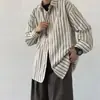 Camisa Rayada Estilo Retro Estilo Japonés para Hombre Nueva Prenda de Exterior Primavera Manga Larga Rayas Verticales Estilo Hong Kong Holgada y Versátil Top Moderno