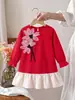 Vestido de Moda Otoñal Transfronterizo para Niñas 2026 con Flores Tridimensionales y Dobladillo Fruncido