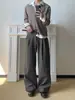 Pantalones Casuales de Hilo Floral Rectos de Pierna Ancha de Línea A con Doble Pliegue Otoño e Invierno Estilo Elegante Old Money Unisex de Pierna Larga