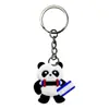 Fornecimento Direto da Fábrica Acessórios Chaveiro Panda Atleta Material de Borracha Macia Espessada Pingente de Chaveiro Plano 2D para Mochila
