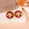 Pendientes de Perla con Zirconia de Goteo Rojo de Angola, Pendientes de Estilo Retro Francés, Pendientes Exquisitos de Gama Alta de Nicho para Mujeres