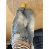 Jeans Acampanados Lavados Desgastados Retro Pequeños para Mujer, Otoño e Invierno Nuevos de Cintura Alta Adelgazantes Sueltos de Pierna Ancha hasta el Suelo