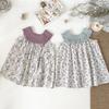Cutemily Crianças Wear Baby Girl's Summer Contrast Color Crewneck vestido Cotton Woven Hawaiian Vest vestido