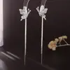 Brincos de borboleta com franjas longas estilo metal frio moda temperamento brincos alta qualidade moda elegante brincos versáteis