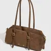 Bolsa Feminina Nova com Design de Nicho 2026, Bolsa de Ombro Simples e Única em Couro com Cera de Abelha, Bolsa Versátil Cor Sólida Tipo Almofada, Bolsa de Ombro