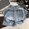Traje de Verano de Mezclilla para Niños Conjunto de Dos Piezas de Camisa de Manga Corta para Niños Tendencia y Fresco Ropa Delgada de Verano para Bebés Nueva 2025