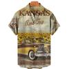 Camisa de solapa de manga corta para hombre de verano de comercio exterior transfronterizo, camisa de manga corta con estampado digital 3D para hombre de talla grande