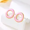 Pendientes Circulares Irregulares Geométricos Esmaltados Pintados con Goteo de Aceite para Mujer, Pendientes de Lujo Ligero Transfronterizos Europeos y Americanos