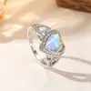 Anillo de Corazón de Amor que Cambia de Color para Pareja Qixi, Anillo Hueco con Forma de Gota de Agua con Diamantes Completos para Mujer, Accesorios que No se Desvanecen, Exportación Transfronteriza, Fuente Personalizada