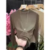 Top base de manga larga estilo europeo, color blanco carbón, cuello alto medio, para mujer, nuevo para otoño e invierno, corte ajustado, adelgazante, moderno