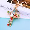 Chaveiro de Carro Cruz de Cristal Europeia e Americana Argola de Metal Pingente para Bolsa Feminina com Diamantes Presente Criativo Transfronteiriço