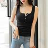 Regata Sexy de Algodão de Alta Qualidade para Mulheres, Novo Estilo Verão 2026, Camiseta Básica sem Mangas com Botões, Camisola Slim Fit