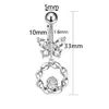 Clavo de Piercing para Ombligo Transfronterizo Europeo y Americano Anillo para Ombligo de Zirconia Microincrustada Anillo para Ombligo de Mariposa de Zirconia a la Moda Joyería para Piercings Corporales