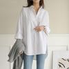 Amazon AliExpress Transfronterizo Otoño e Invierno Comercio Exterior Nuevo Europeo y Americano Color Sólido Manga Larga Solapa Irregular Talla Grande Blusa