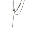 Collar de acero de titanio con borlas de doble capa y colgante de amor de estilo casual de moda para mujer, cadena de suéter de hip hop con diseño de nicho de lujo ligero de moda