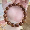 Pulsera de Bodhi Ojo de Ratón Morado Dorado de Alta Gama Premium para Hombres, Suave y Elegante, Cuentas de Semillas Pulidas Estilo Vintage, Pulsera Original de Semillas con Cuenta de Buda