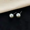 Brincos de pérola Akoya cinza autênticos em prata pura s925 para mulheres, simples e versáteis, requintados e compactos, adequados para perfurar as orelhas