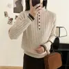 Suéter de Punto de Cuello Alto Falso de Dos Piezas para Mujer Otoño e Invierno 2025 Nuevo Holgado Ropa Exterior Estilo Occidental Top de Punto Camiseta Base