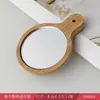 Espejo de Maquillaje de Madera Maciza de Mano Retro Espejo de Salón de Belleza Mango Especial Portátil Espejo de Maquillaje Portátil HD de Madera