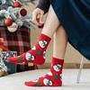 Calcetines de Otoño e Invierno para Mujer hasta Media Pantorrilla Nuevos Calcetines Navideños Versátiles Calcetines de Dibujos Animados de Muñeco de Nieve y Alce Festivos Calcetines Rojos