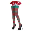 Meias Listradas de Halloween e Natal Acessórios de Fantasia para Festa Meias Acima do Joelho Meias-Calça Listradas Geração de Suporte