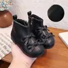 Invierno Nuevo 2026 Botas de Cuero para Niñas Zapatos de Ballet Lazo Dulce Suela Suave Zapatos de Princesa Botines para Bebé Botas de Algodón