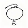 Cadena de Bolas de Acero Inoxidable Transfronteriza Colgante Redondo Semilla de Mostaza Pulsera Impresión Láser a Color Material en Blanco Redondo de Acero Inoxidable