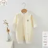 Macacão infantil 100% algodão, estilo primavera e outono, construção sem costura, macacão de bebê Classe A para engatinhar, macacão unissex para recém-nascido, peça de outer wear de manga comprida