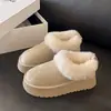 Zapatos de invierno 2025 para mujer, de suela gruesa, sin cordones, forrados de felpa, de algodón, para mujeres petites, mocasines cálidos y acogedores