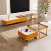 Mesa de centro italiana sala de estar hogar superficie brillante mesa de centro de placa de roca lujo ligero moderno simple apartamento pequeño madera maciza cuadrada mesa auxiliar