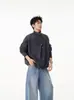 Suéter Pulôver de Gola Alta com Design de Botão Irregular para Outono e Inverno Masculino, Marca Tendência Estilo Coreano, Top de Tricô Cool e Despojado