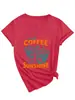 Café helado todo el día cada Amazon deseo comercio transfronterizo moda mujer camiseta de manga corta con cuello en V