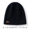 Gorro de Punto para Mujer Cachemira Pura Otoño e Invierno Color Sólido Cachemira Cálido Simple Moda Versátil Azul Marino Talla Única