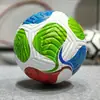 Balón de fútbol de PU cosido a máquina de stock de fábrica, talla 5, para competición y entrenamiento de la Copa del Mundo, balón antiexplosión, modelos rojo, verde, azul y blanco