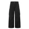 Pantalones Cargo Multibolsillos Retro Americanos para Hombre, Holgados de Moda Color Sólido Plisados de Pierna Ancha, Pantalones Versátiles de Largo Hasta el Suelo
