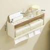 Caixa de Lenços Estilo Cream de Madeira Natural para Banheiro de Hotel, Lavabo, Porta Papel Higiênico, Armazenamento de Parede sem Furos