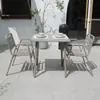 Mesa y Silla de Exterior Combinación de Cafetería Exterior Columpio Ocio Patio Jardín Terraza Estructura de Aluminio Resistente a la Lluvia Mesa y Silla Exterior Sencilla