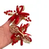 Nuevo Estilo Chino Estilo Coreano Pinza para el Pelo de Novia con Lazo Tocado Fruta Roja Clip Lateral con Perlas Hecho a Mano Accesorios para el Cabello
