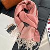 Frente e verso cheios de ondas d'água! Cachecol 100% Caxemira feminina de inverno quente rosa de luxo