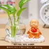 Hui Le Pequeño Monje Rábano Verde Florero Hidropónico Contenedor de Flores de Vidrio Adorno de Decoración de Escritorio Creativo Templo Zona Escénica Regalo