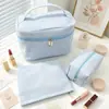 Bolsa de Maquiagem de Gaze Bolha Mais Vendida na Fronteira, Necessaire de Grande Capacidade, Bolsa de Armazenamento de Cosméticos de Viagem Listrada Atacado