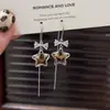 Brincos Únicos de Designer com Estampa de Leopardo e Franjas em Forma de Estrela de Cinco Pontas para Mulheres, Novo Estilo Longo, Brincos de Alta Qualidade Elegantes e Modernos