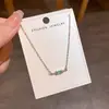 Dulce y Versátil Collar de Zirconia Azul Lágrimas del Océano para Mujer, Cadena de Clavícula de Acero de Titanio de Lujo Ligero de Nicho Accesorios Venta al por Mayor