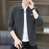 Jaqueta Cardigan de Tricô de Alta Qualidade, Nova Moda Primavera e Outono, Camisa Casual de Tricô Elegante e Versátil com Gola Camisa Masculina