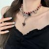 Collar de Ángel Rosa Amor Calle Hip Hop Europeo y Americano Gargantilla de Perlas de Moda Cadena para Clavícula Dulce Fresca de Moda