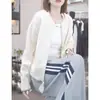 Elegante cárdigan de punto azul marino para mujer, nuevo estilo otoño/invierno 2026, corte casual holgado, suéter abrigo versátil y favorecedor, estilo ins