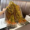 Nuevo Chal Bufanda de Protección Solar Primavera y Verano, Clásico Seda Artificial, Gasa Suave, Estilo Largo, Bufanda Chal de Moda y Versátil