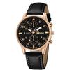 Reloj de Negocios para Hombre de Moda Europea y Americana Explosión Caja Negra Cuarzo Reloj de Pulsera para Hombre Correa de PU Reloj Casual para Hombre
