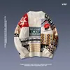 Suéter de punto de cuello semi-alto con combinación de colores estilo Harajuku otoño e invierno 2024 moda masculina marca retro holgado perezoso suéter de pareja